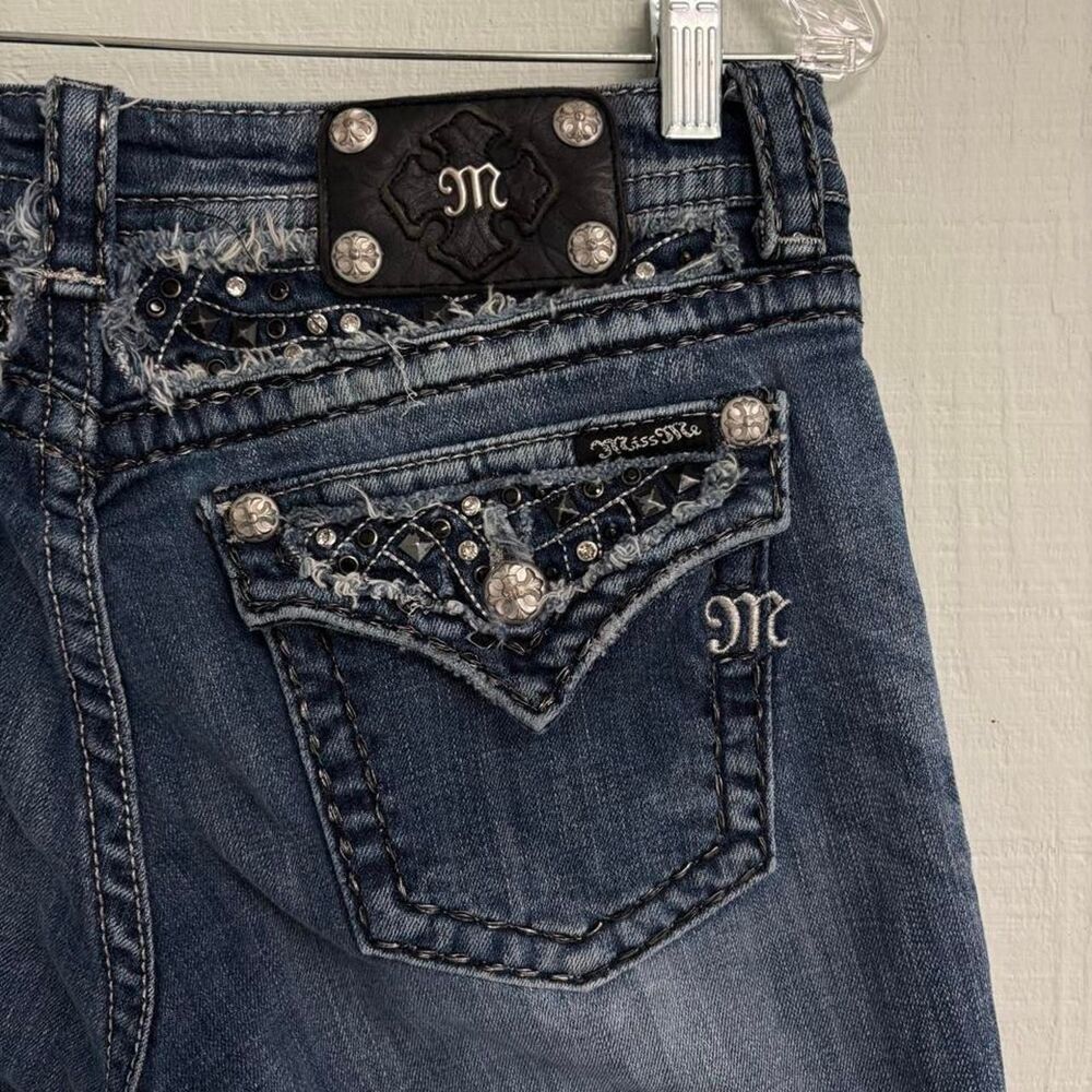 Y2K Miss-Me Medium Wash Jeans Embroidered/Embellished Sz 30